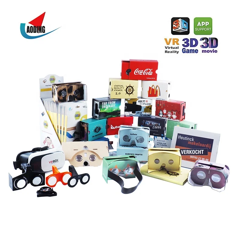 Biconvex 37mm Dia Lens 3D VR Cardboard Box Virtual Reality Headset Google Cardboard Goggles V2.0 VR Glasses