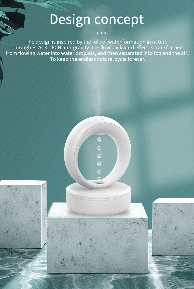 Home appliances table led lamp 680ml aromatherapy ultrasonic essential oil diffuser cool mist levitating anti gravity humidifier