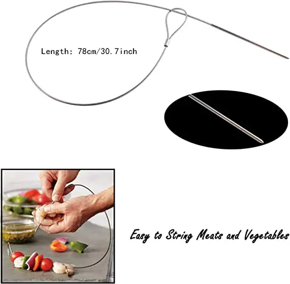 BBQ Skewers for Grilling Cable Skewers Stainless Steel Kabob Skewers set of 2