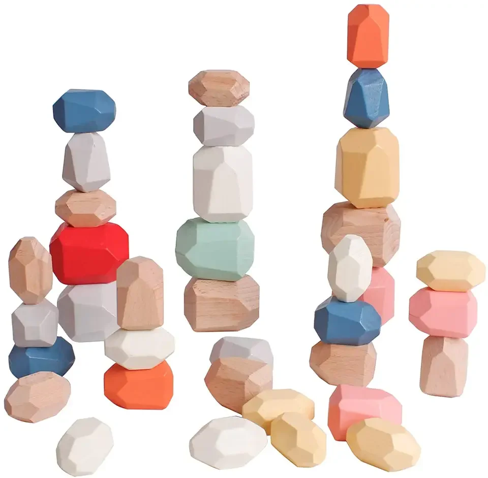 36pcs children kids adults intelligent game toy Wooden balance Sorting Stacking building stone Blocks for training brain