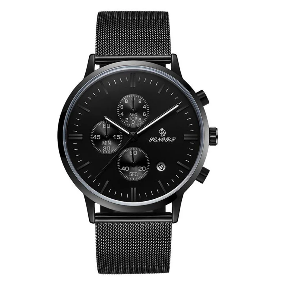 Unique Quartz Watch Chronograph Quartz Movement Waterproof Date Men Wrist Watch Glass Leather Fashion Watches Alloy Round Analog