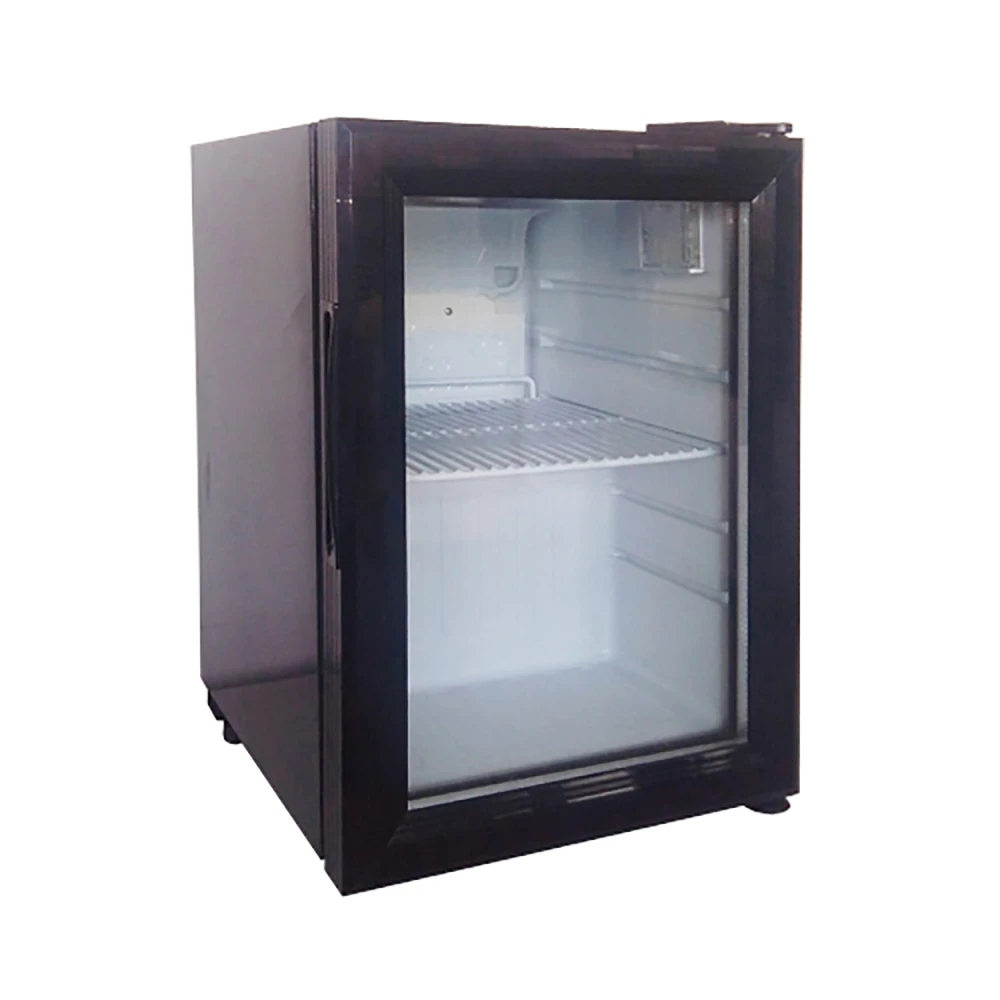 Home Hotel Use 30 Liters 40 Liters Compact Glass Door Mini Fridge Refrigerator With Black LED Light Lock