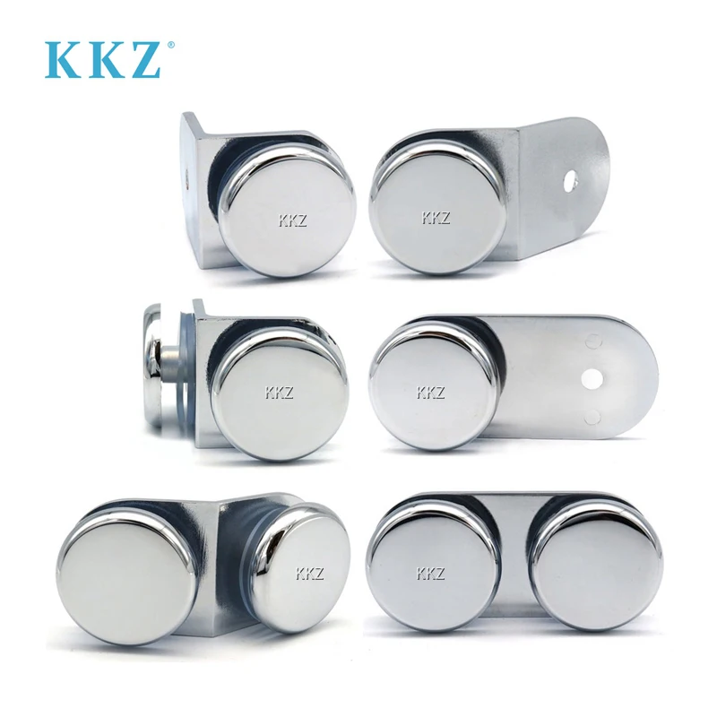 KKZ 180 135 90 Degree Bathroom Single Double Circular Fixing Clip Zinc Alloy Shower Glass Door Round Clamp