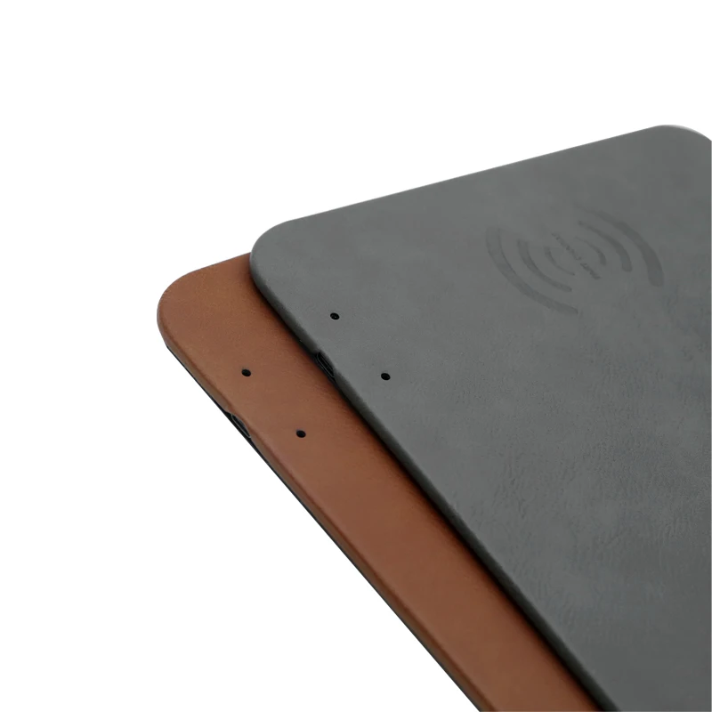 Laser Engraving Personalized Pu Leather Wireless Charging Charger Gaming Mouse Mat Pad With Wrist Rest Support