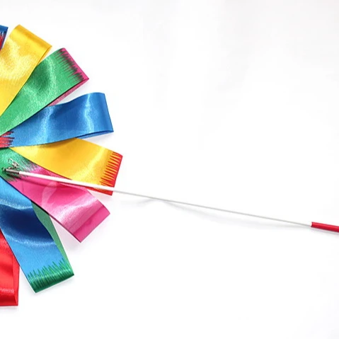 Gym Dance Ribbon Rhythmic Art Gymnastic Streamer Twirling Rod Stick