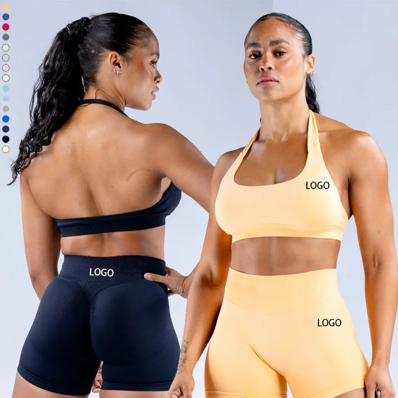 Breathable Custom LOGO Spandex Wholesale Backless High Quality Seamless Women sportswear Gym Yoga Sports Bra For Women Fitness