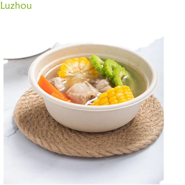 Customizable Microwavable Eco Friendly Sugarcane Bagasse Biodegradable Disposable Soup Bowls for Hot Soup