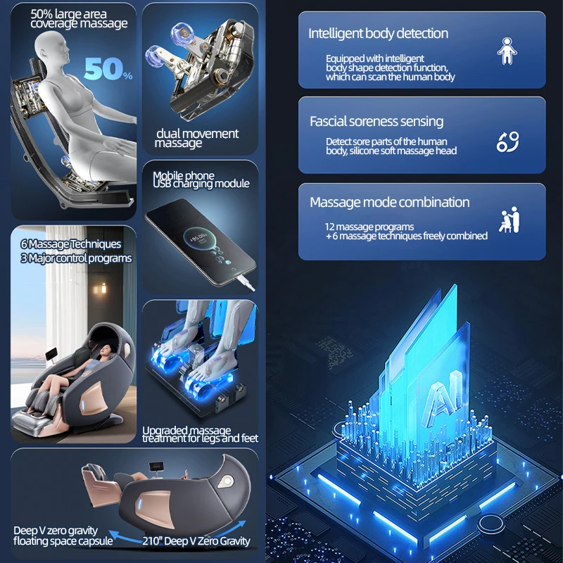 3 Year Warranty Hot Sale Deluxe Dual-core 3D SL-Track Massage Chair With Zero Gravity Full Body Scan Best Luxury Massage Chairs