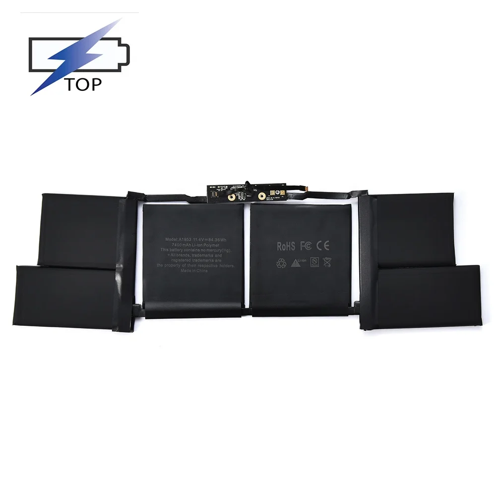A1990 A1953 7400mAh Replacement Laptop Battery for 2018 2019 Apple Macbook Pro 15 inch A1990 Mid 2018 2019 A1953 Batterie