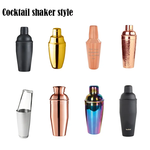 High Quality Custom Logo Black Silver Gold Copper Margarita Shaker 530ml+830ml Stainless Steel Boston Cocktail Shaker Set