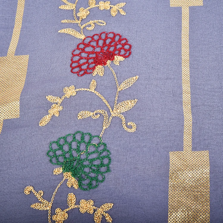 Shaoxing Textile Custom Design 100% Polyester Woven CEY Foil Printed Embroidery Fabric For Dress