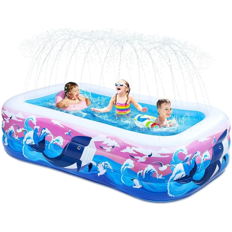 Cute Pattern Design Indoor/Outdoor Dual-Purpose Inflatable Swimming Pool Fountain Environmental Protection PVC Material