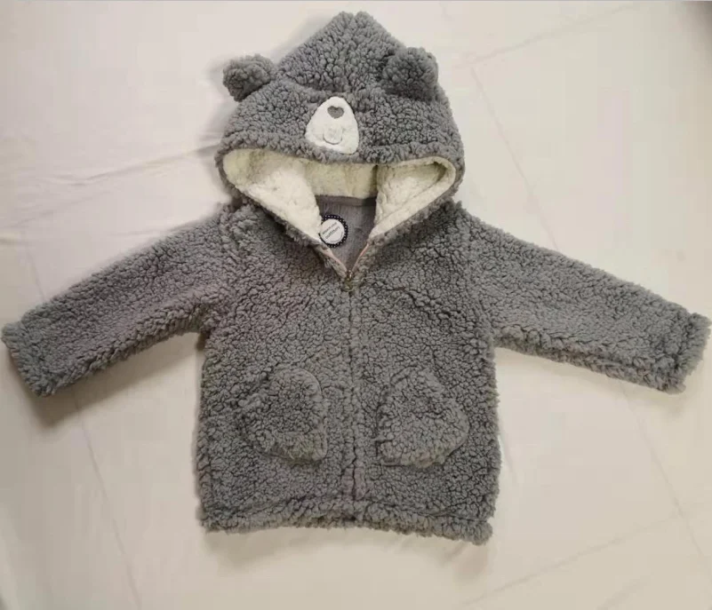 2019 In Stock Winter Baby Girls Berber Fleece Coats Hooded Warm Long Coats