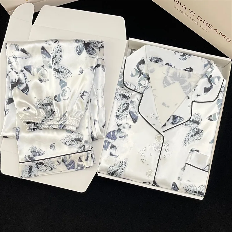 Factory Price Korean Ins Pajamas Female Spring And Summer New Sweet Love Long-Sleeved Simple Style Homewear Real Wholesale