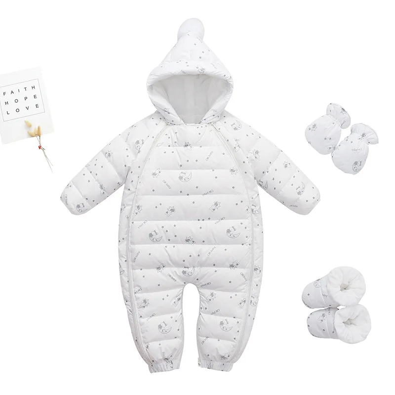 Baby baby down jacket conjoined white duck down climbing jacket thickened newborn winter 2021 new style