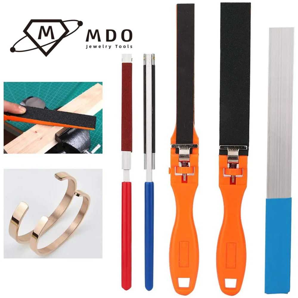 5 Sizes Jewelry Tools Sandpaper Holder Sanding Sticks Clamp Roll Half Round Polishing Roll Abrasive Sandpaper Bar with Handle