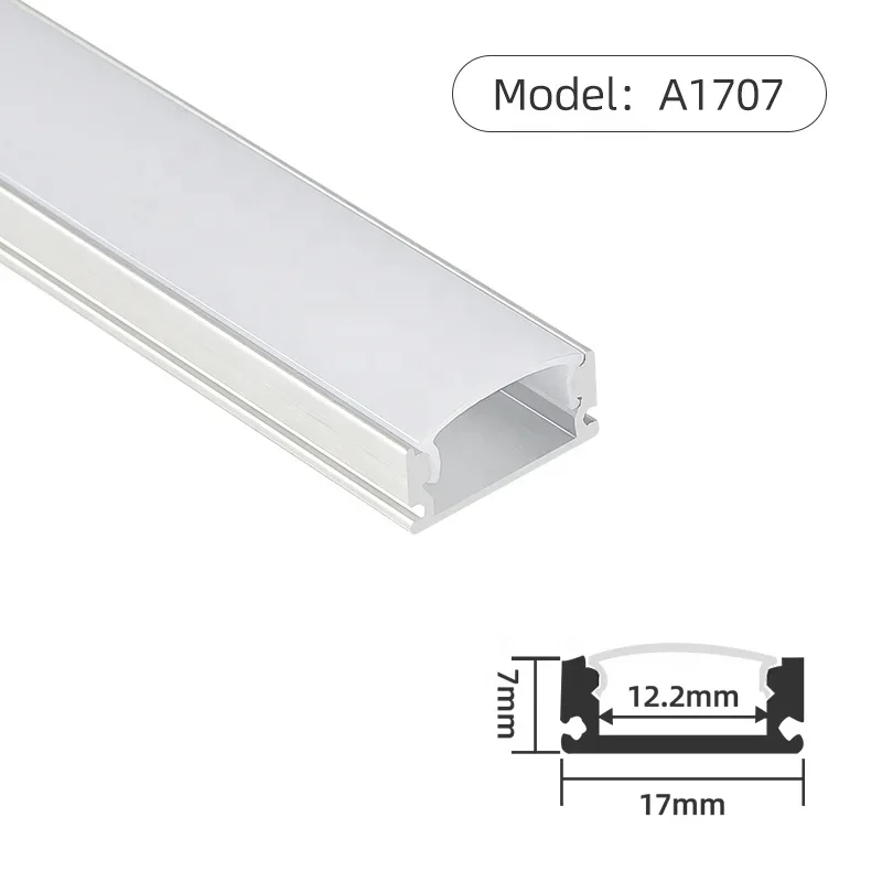 Custom 17*7mm Aluminium Profile for LED Strip Light Square Recessed LED Channel Surface Mounting Anodized White Black Diffuser