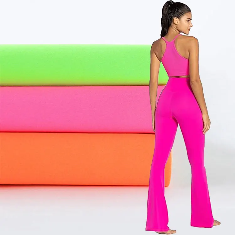 soft feel stretch yoga recycled fabric high density 40 denier interlock polyamide 80 spandex 20 fabric for leggings