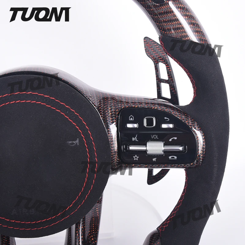 OEM For Mercedes Benz W204 W205 A45 Carbon Fiber Steering Wheel With LED Lights Paddle Shifters