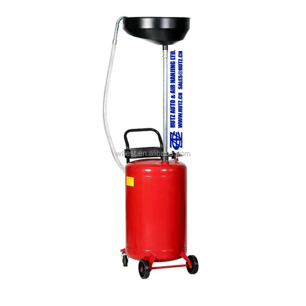 Garage engine oil changing collector trolley HUTZ 70 L hand operated steel waste oil drainer tank OD70F03B oil suction changer