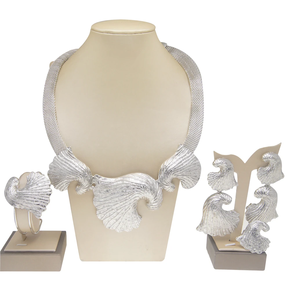 New design 24k Italian gold plated women jewelry set necklace Hot gold jewelry sets for party