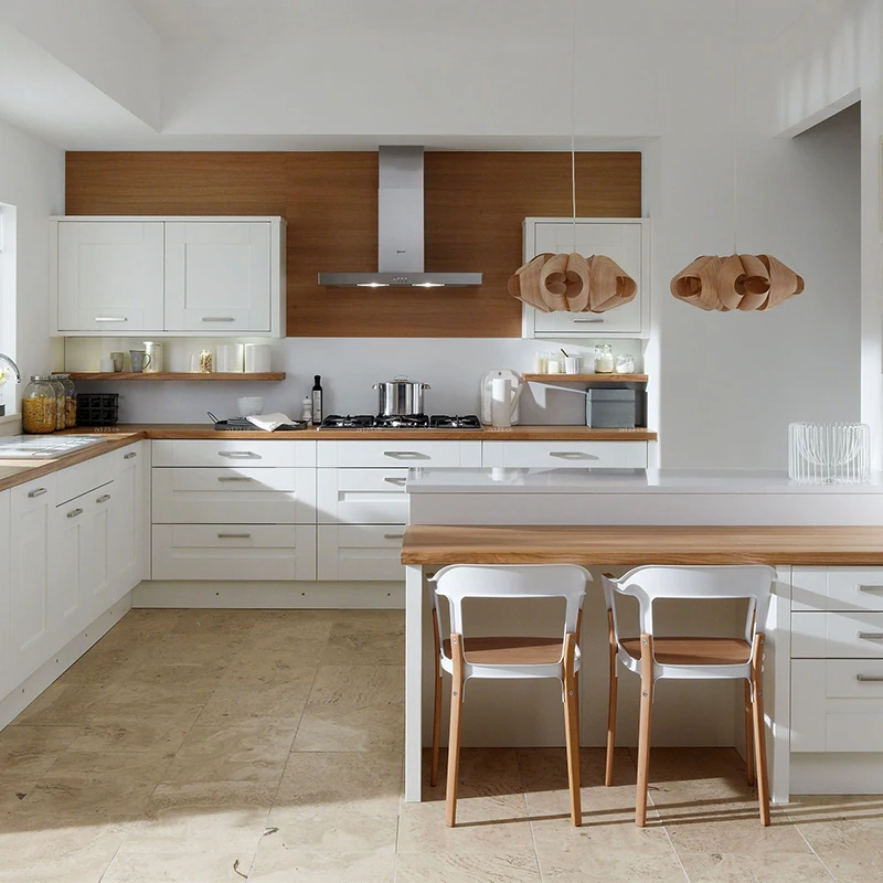 Solid wood customized laquer kitchen cabinets with kitchen island table