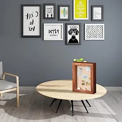 OEM Shadow Box Frame Display Area with Glass with Hinge and Magnetic Door Walnut wooden shadow box