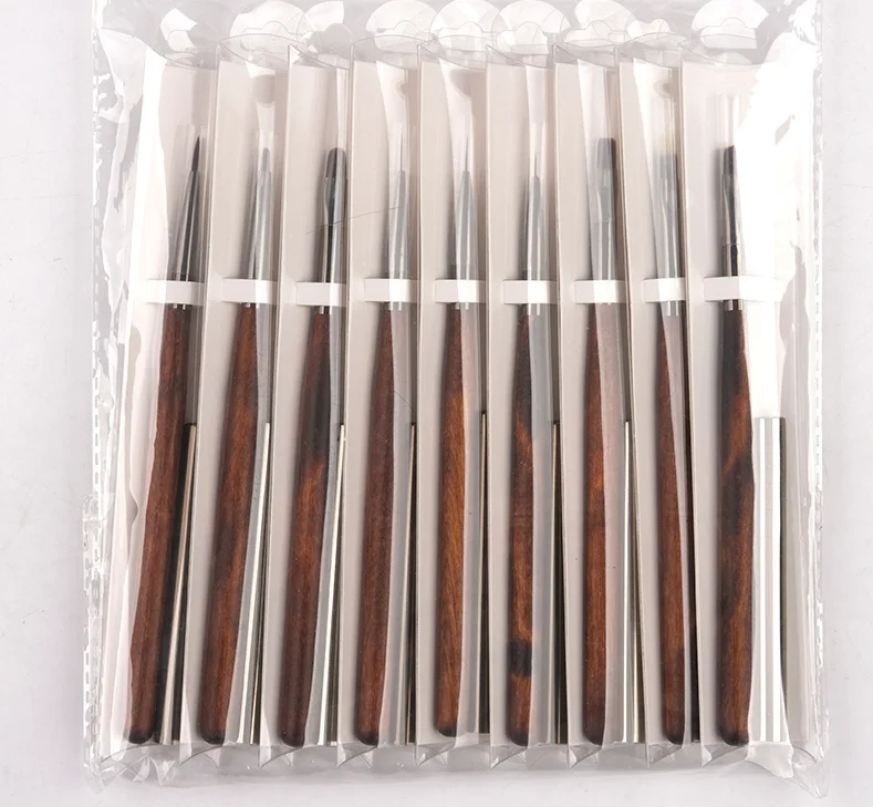 Wholesale Outstanding Quality sandalwood Handle Draw Lines Paint Nail Brush small round Art Nail Brush