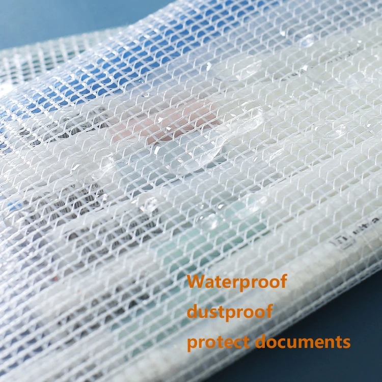 A4 Transparent grid storage bag with zipper pvc portable large-capacity file bag  to hold school supplies high quality