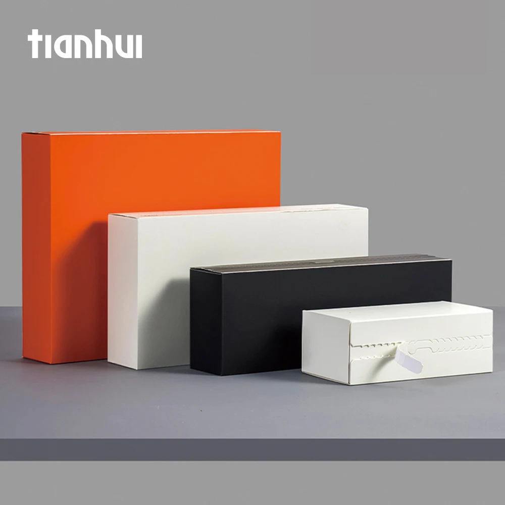 Tianhui Wholesale Cardboard Packaging Box Collapsible with Zipper Opening Simple Folding Zipper Box
