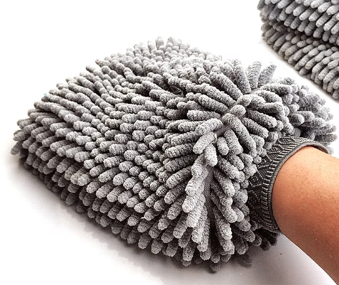 Microfiber Chenille Cleaning Glove, Shaggy Chenille Car Drying Mitt