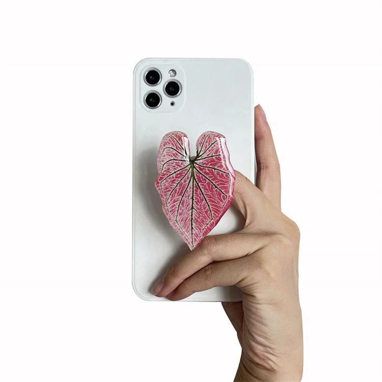 Plant Grip Tok Socket Folding Pretty Leaf Acrylic Phone Grip Holder For iPhone Universal Smartphone Griptok Bracket Finger Stand