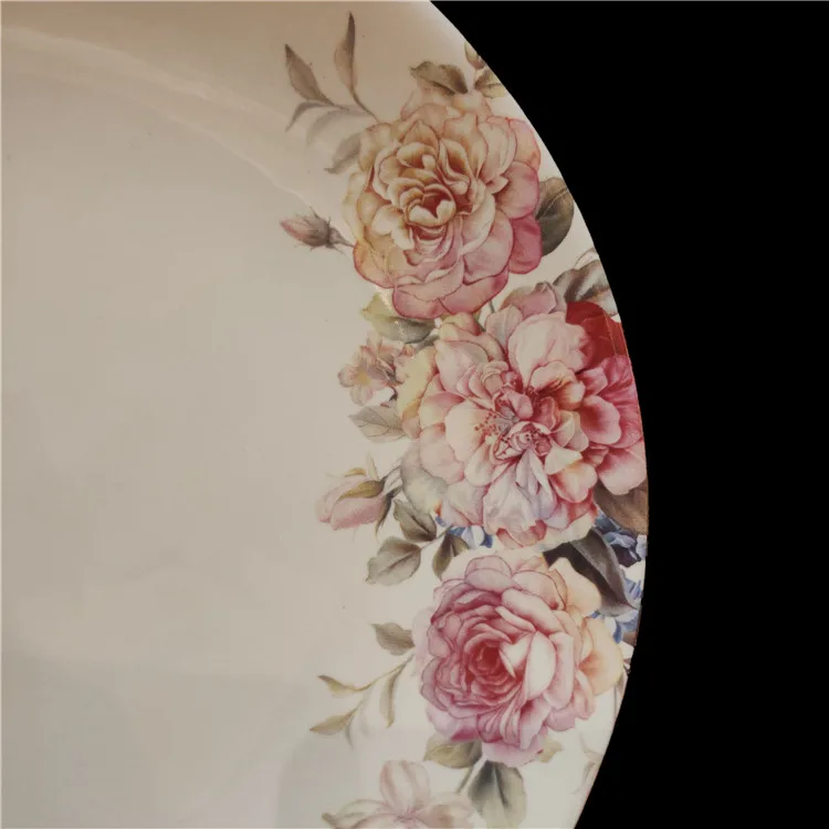 
2020 new design with flower ceramic plate gold leg dried fruit cakes high plate with leg 