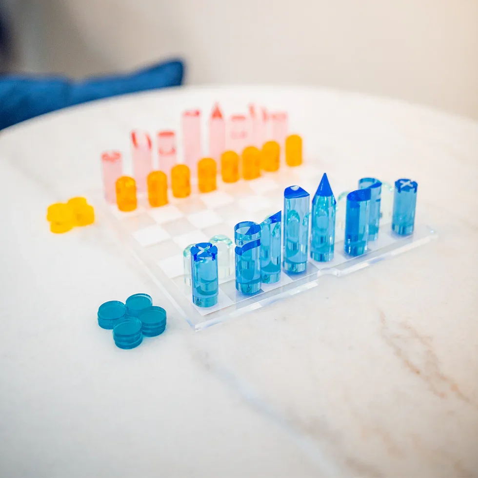 Colorful memory chess game customized acrylic chess set luxury for enjoyment games