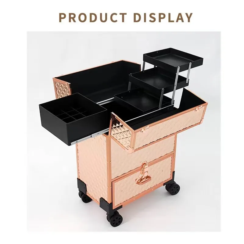 Hard Shell  Rolling Full Makeup Travel Bag Large Storage Cosmetic Bags Case Travel Toiletry Rolling Makeup Trolley Case