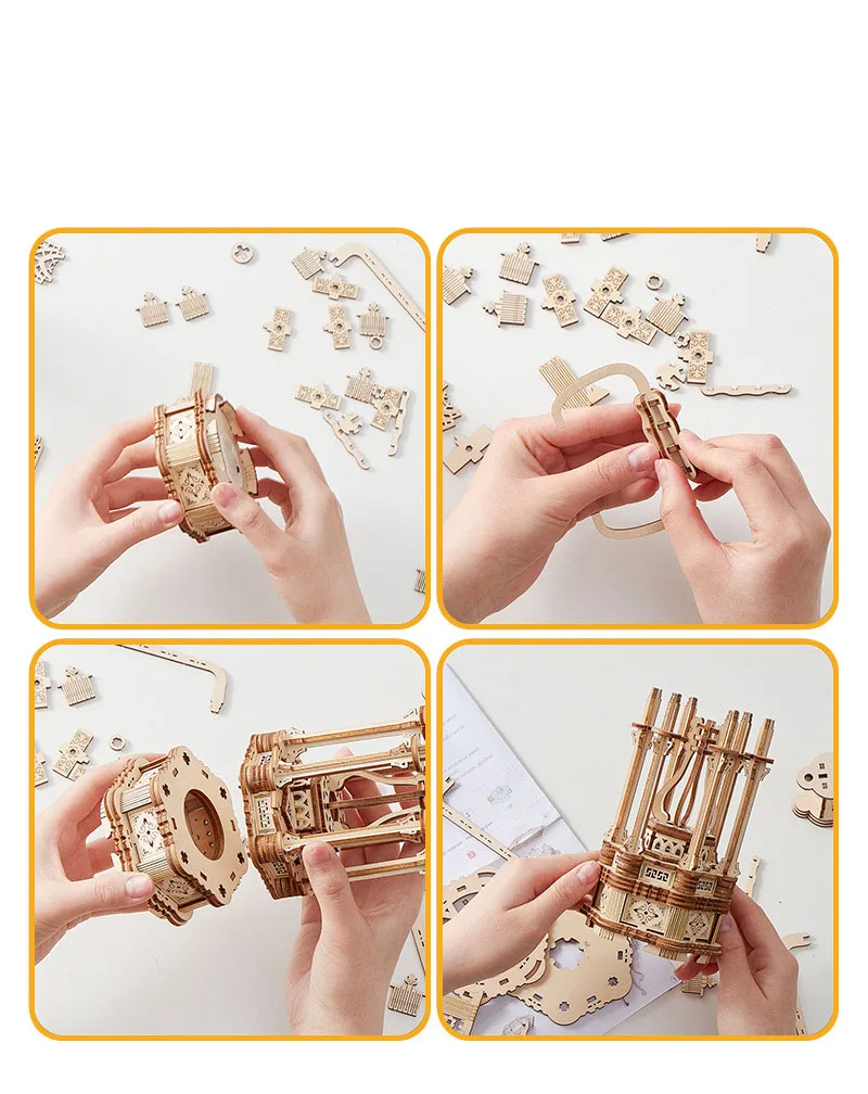 Rotatable DIY Wooden Model Mechanical Handicraft Kits Assembly Puzzles Decor Toy Gift Ferris Wheel 3D Wooden Puzzle