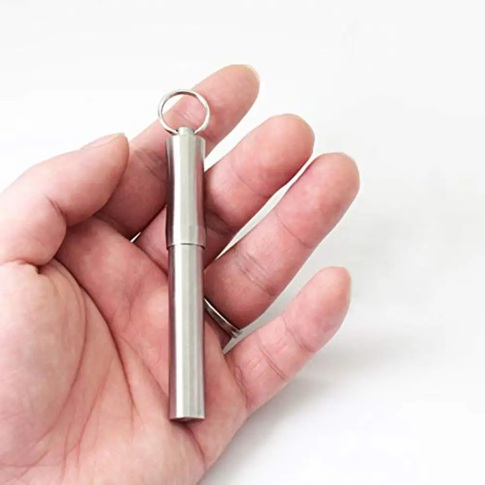 Toothpick Holder Keychain - Waterproof Stainless Steel Toothpick Box Container & 2 Titanium Toothpick Ultralight Travel Kits