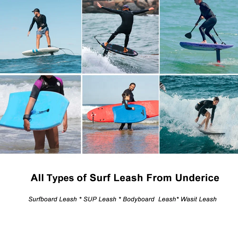 Free Design Different Color PVC Lightweight Surf Leg Rope Durable Straight Cord Surfboard Leash For Surfing