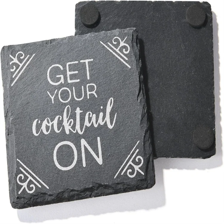 Japanese Style  Eco-friendly And Non-Slip Natural Rock Coaster Hand Chiseled Whiskey Coaster Cocktail Stone Tea Coaster