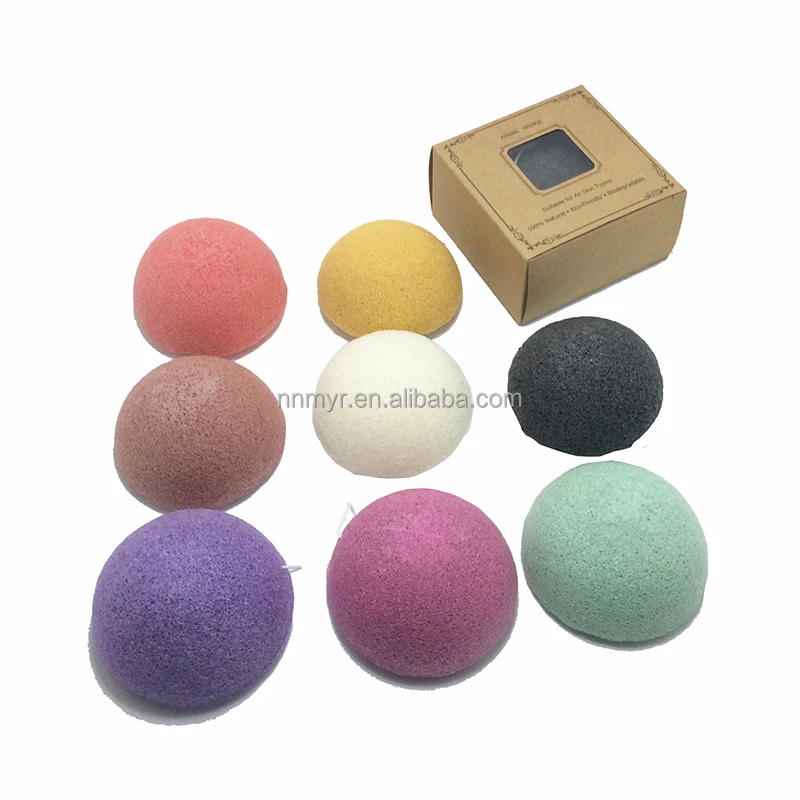 Wholesale of non latex naturally biodegradable konjac dry and wet dual-purpose cleaning powder puffs in factories
