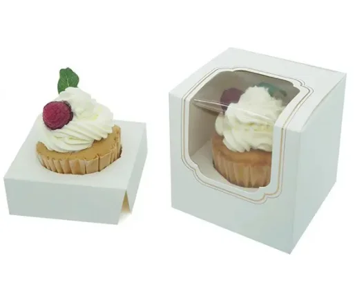 Custom Cupcake Box with Window Party Favour Wedding Customized Cardboard   Coated Paper Mini Cup Cake Box