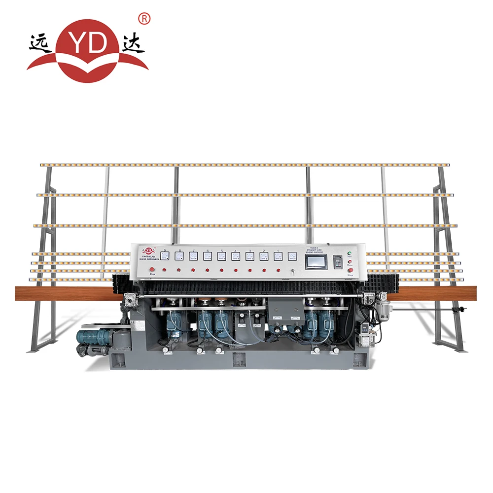 8 Motors Automatic Glass Straight Line Miterring Machine Rectilinear Edging Machine with PLC