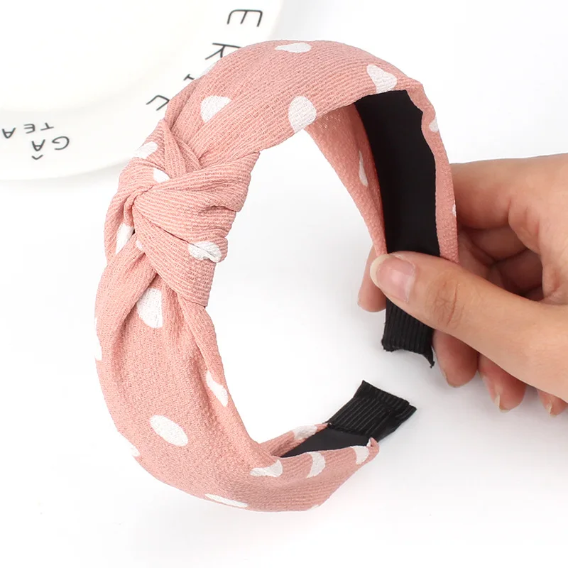 Polka dot knotted hair band women fabric stripe cross small fresh headband