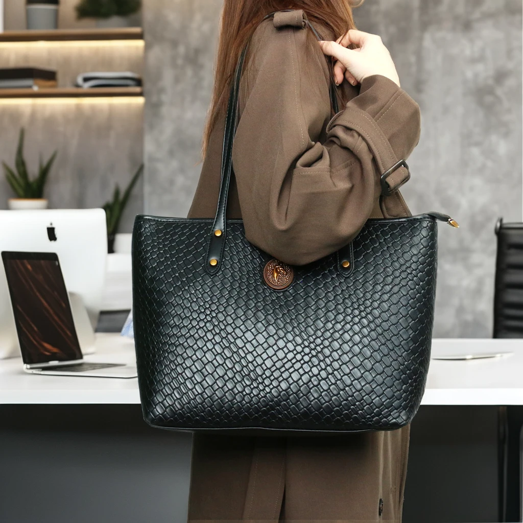 China Factory Wholesale Stylish Cheap Women Handbags Large Capacity Vegan Leather Lady Shoulder Shopper Women Casual Tote Bag