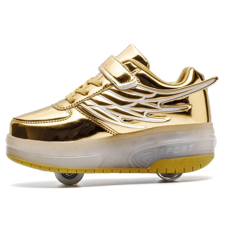 Manufactory High Quality USB Charge Boys Girls Sports Sneakers Colors Lights PU Flashing skates New Cool style Kids Roller Shoes