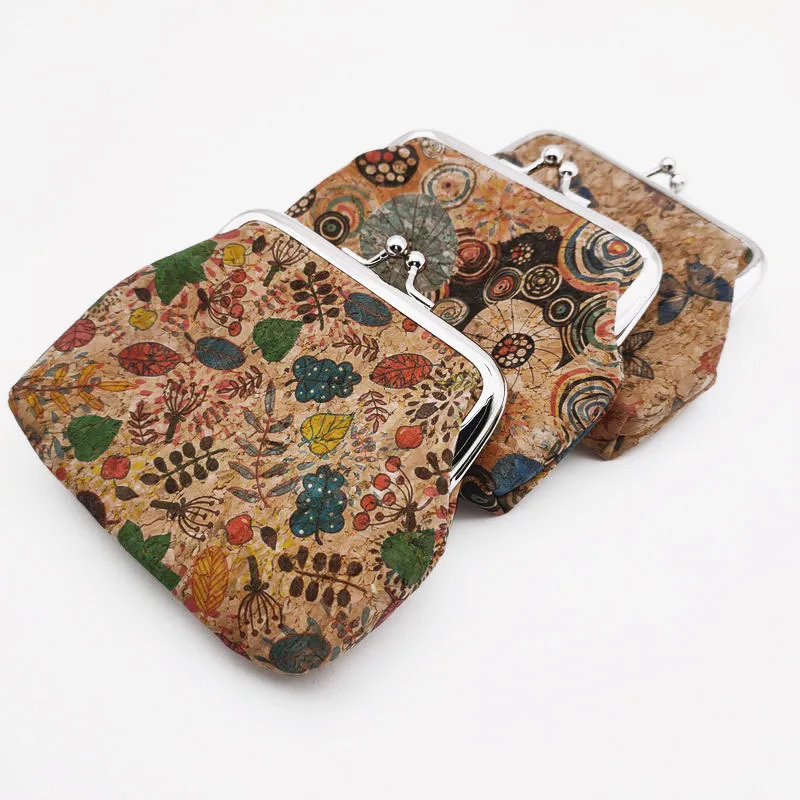 Handmade mini vegan flower printed  digital printing  kiss lock Cute Lady Card Bag Coin Purse Pouch for Women