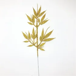 Lengthened gold pink bamboo leaves Christmas flowers Christmas tree decoration Picture frame Dress Mask scene arrangement Plasti