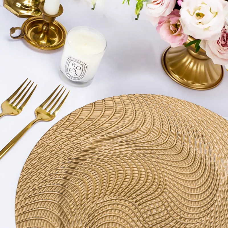 13 inch cheap luxury rose gold plastic table charger plates decorative square silver rimmed beaded reef wedding charger plate