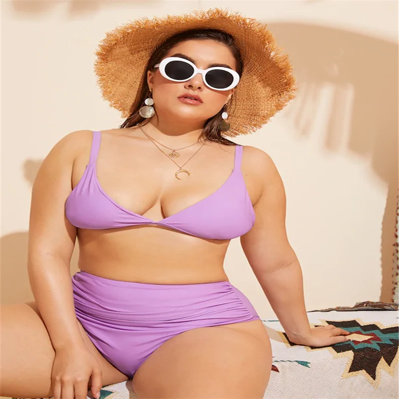2022 New Solid Bikini Set Two Piece Swimsuit Women Bathing Suit Swimwear