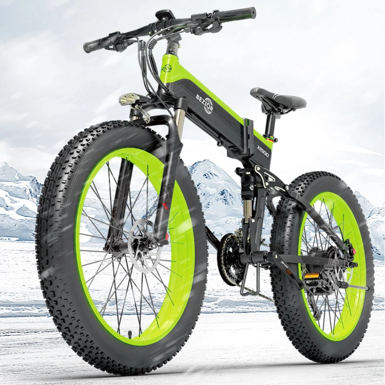 US EU Bezior x1500 folding electric mountain bike 26 inch 40km/h 1500W 48V 13Ah fat tire off road snow beach electric dirt bike